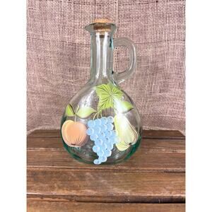 Casafina Hand Painted Fruit Bottle/Decanter/Cork Stopper Made in Portugal